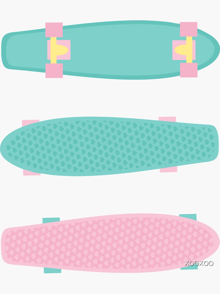 "Pastel Skateboards Pattern Pastel on Black" Sticker for Sale by