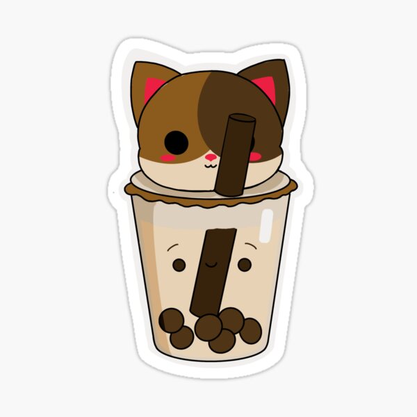 "Chocolate Cat Bubble Tea " Sticker for Sale by melthemoose Redbubble
