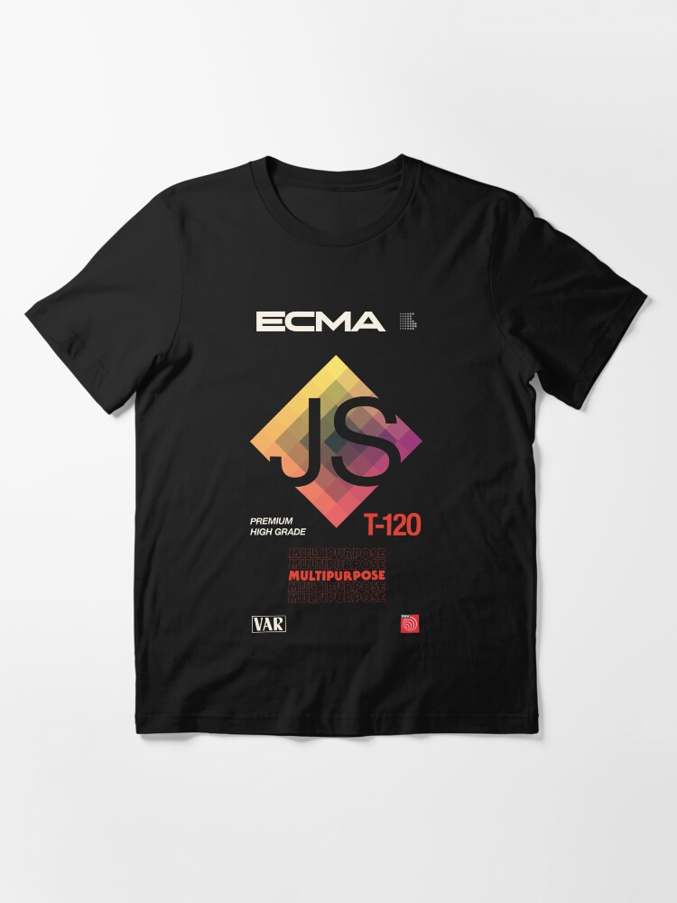 Thumbnail 3 of 7, Essential T-Shirt, Retro Blank VHS JavaScript (ECMAScript) - Dark Variant designed and sold by ckirknielsen.