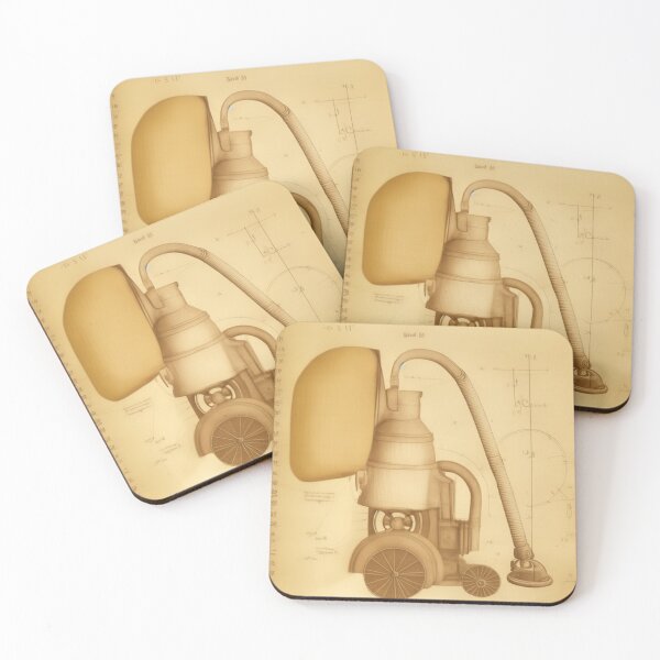 Item preview, Ancient vacuum cleaner with bag a technical drawing with measurements and calculations in Leonardo da Vinci style designed and sold by ArtifactVault.