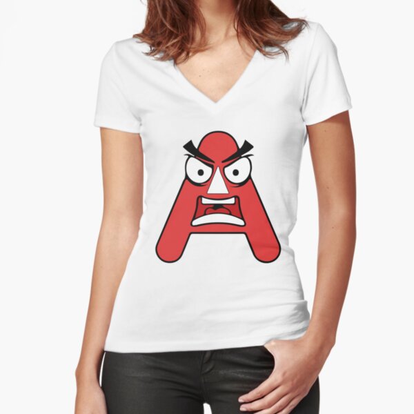  Womens Alphabet Lore Letter A Angry cute Anime V-Neck