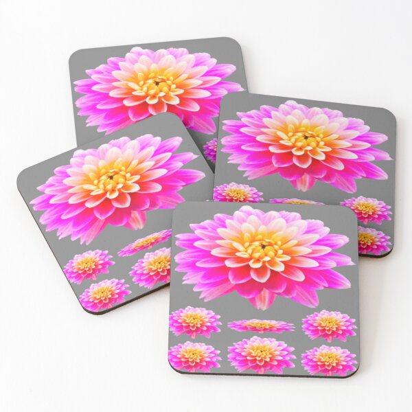 Item preview, PINK-PURPLE SPRING GARDEN DAHLIA FLOWERS GREY ART designed and sold by sharlesart.