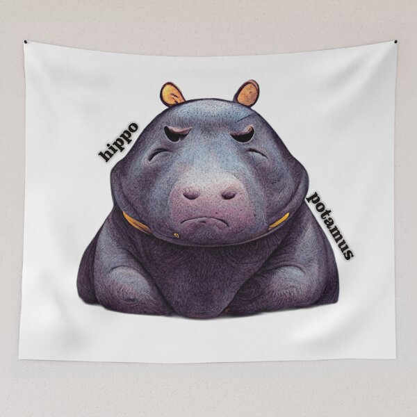 Item preview, A large hippopotamus looking a bit perturbed. designed and sold by liana campbell.