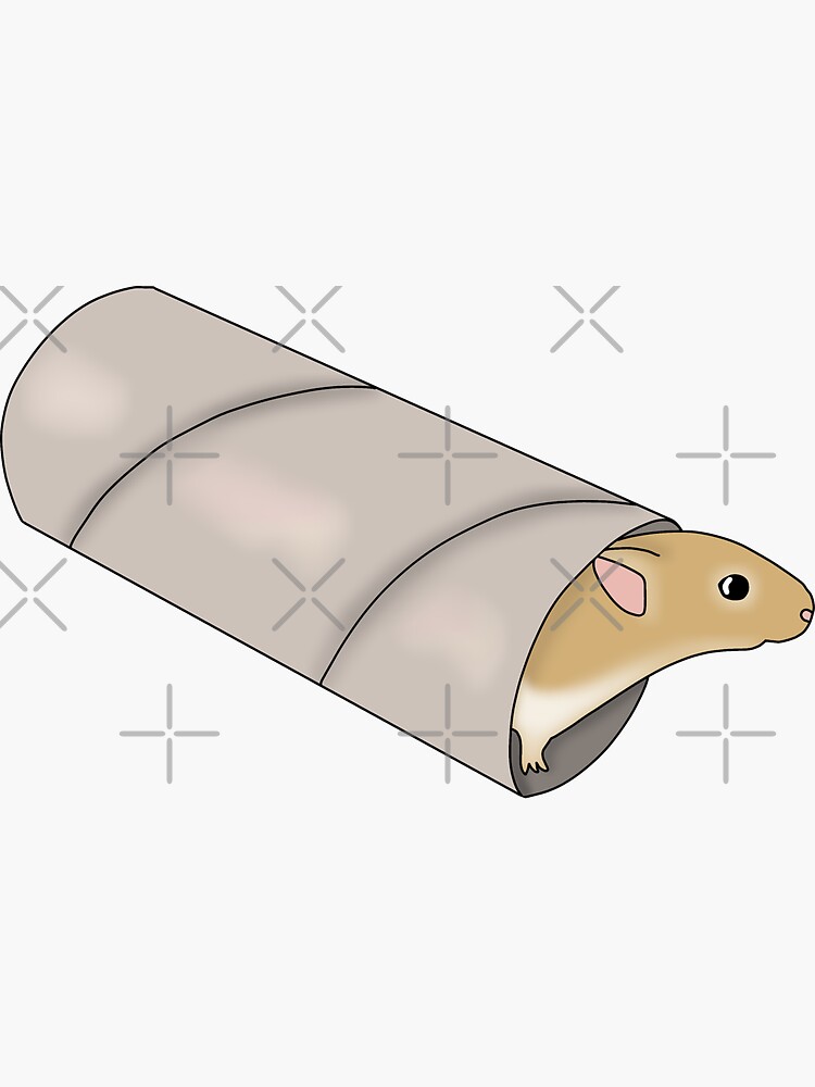 "Cute golden gerbil in a cardboard tube" Sticker for Sale by Becky