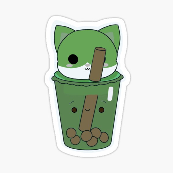 Matcha Cat Bubble Tea Sticker