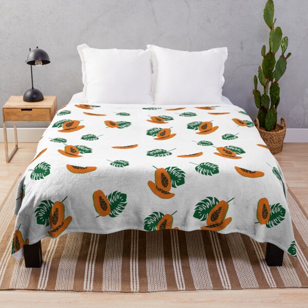 Item preview, Tropical and colorful print with monstera leaves and papaya pieces designed and sold by Martapp.