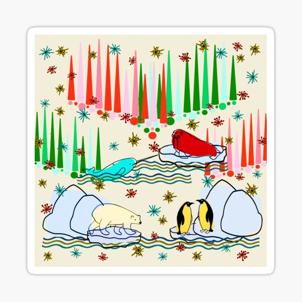 Polar Holiday on Cream Sticker