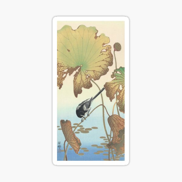 Item preview, Lotus Plant Japanese Woodblock Print by Ohara Koson designed and sold by Vintage Wall Art.