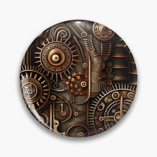 Artikelvorschau, Elegant Gold Steampunk Pattern on a Dark Background Digital Painting entworfen und verkauft von CodeAndColors.