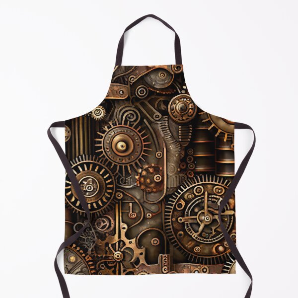 Aperçu de l'œuvre Elegant Gold Steampunk Pattern on a Dark Background Digital Painting créée et vendue par CodeAndColors.