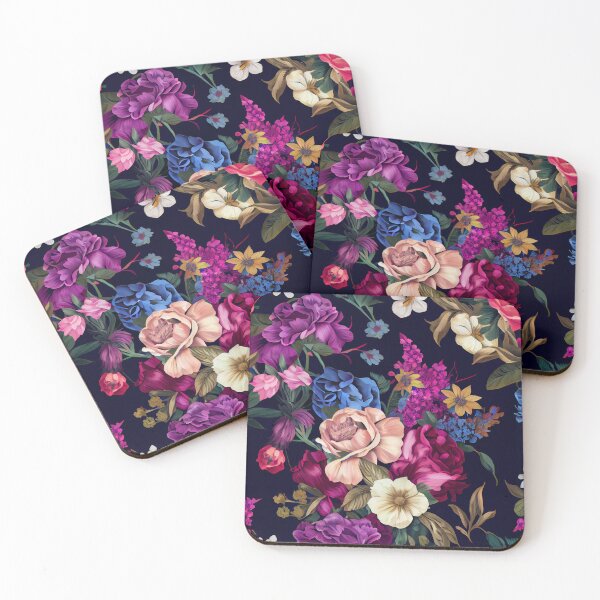 Artikelvorschau, Bright Detailed Beautiful Flower Pattern on a Dark Background Digital Painting entworfen und verkauft von CodeAndColors.