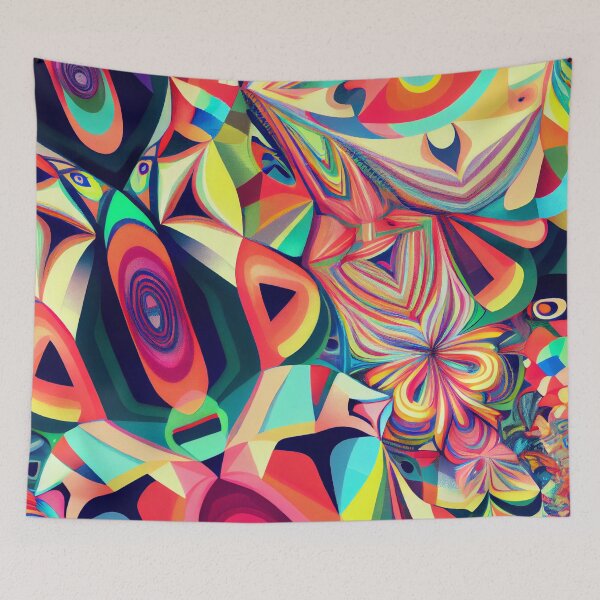 Aperçu de l'œuvre Bright Colorful Abstract Pop Art Pattern Digital Painting créée et vendue par CodeAndColors.