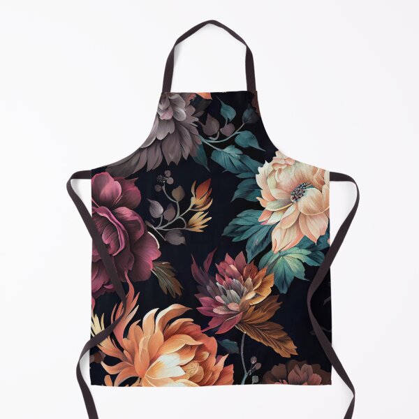 Aperçu de l'œuvre Elegant Floral Print Patten on a Black Background Digital Painting créée et vendue par CodeAndColors.