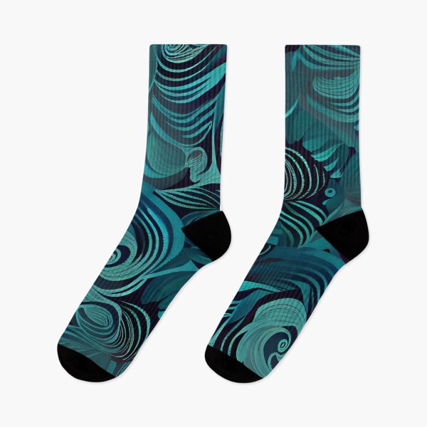 Artikelvorschau, Elegant Fancy Blue Wave Flat Pattern Print Digital Painting entworfen und verkauft von CodeAndColors.