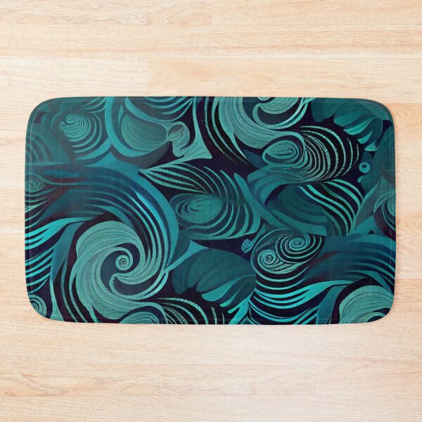 Artikelvorschau, Elegant Fancy Blue Wave Flat Pattern Print Digital Painting entworfen und verkauft von CodeAndColors.