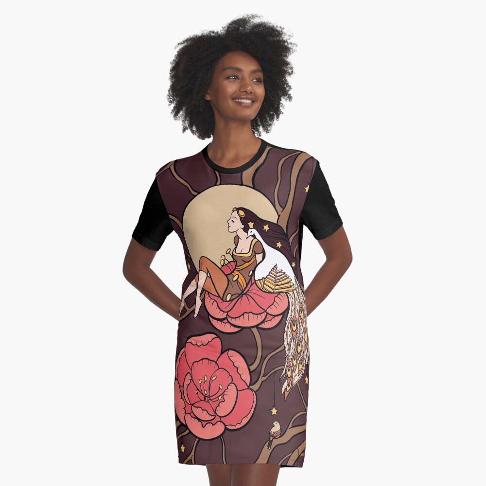 Botanical fantasy Graphic T-Shirt Dress