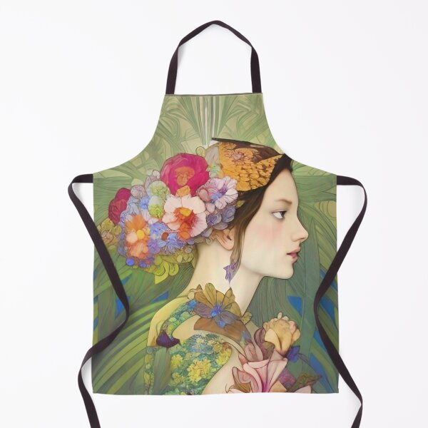Item preview, Art Deco portrait of a pretty girl with flowers by Ziola botanical flora flower designed and sold by ZiolaRosa.