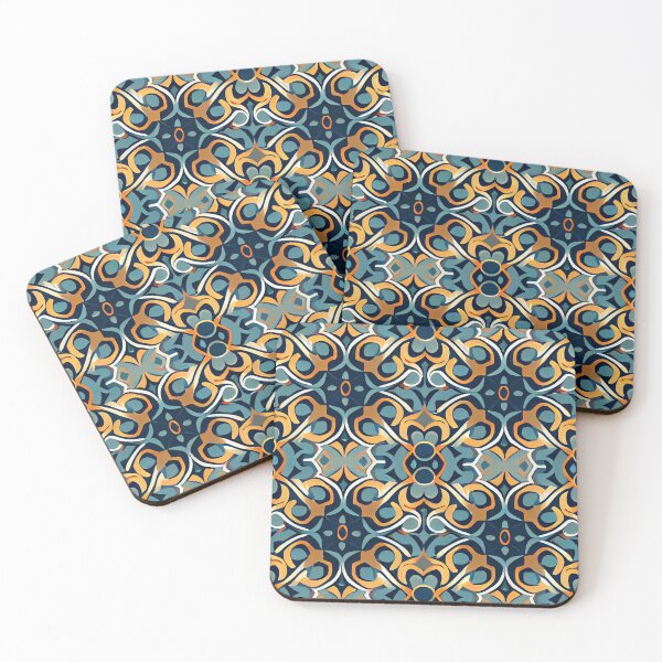 Artikelvorschau, Elegant Gold and Blue Print Pattern Digital Painting entworfen und verkauft von CodeAndColors.