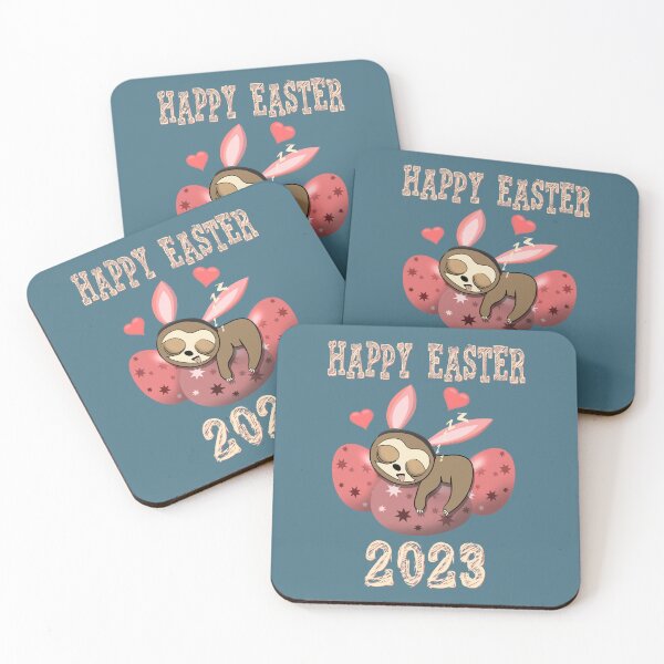 Item preview, Happy Easter 2023 sleepy rabbit sloth hearts designed and sold by TipTopTapo.