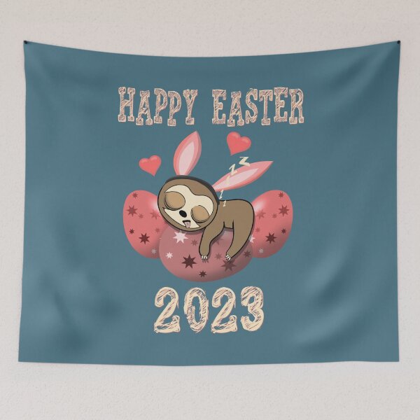 Item preview, Happy Easter 2023 sleepy rabbit sloth hearts designed and sold by TipTopTapo.
