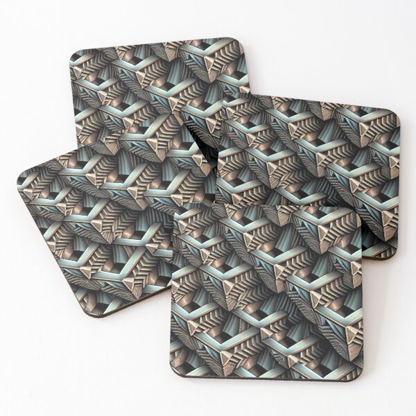 Item preview, Three Dimensional Trippy Metal Pattern Print Digital Painting designed and sold by CodeAndColors.