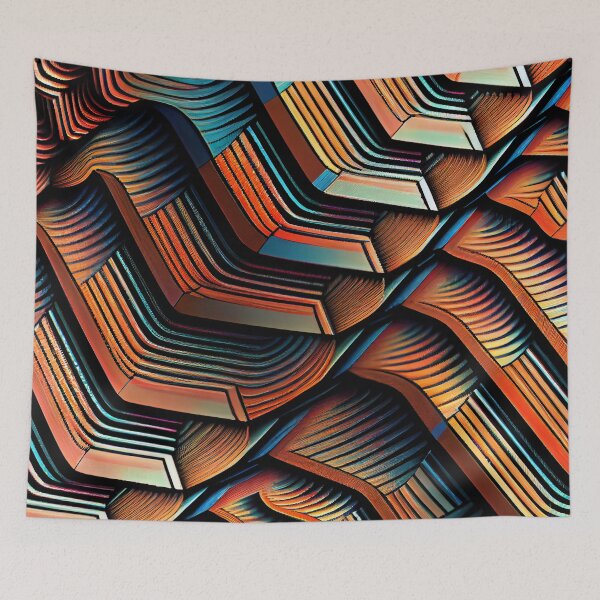 Aperçu de l'œuvre Three Dimensional Wave Colorful Pattern Print Digital Painting créée et vendue par CodeAndColors.