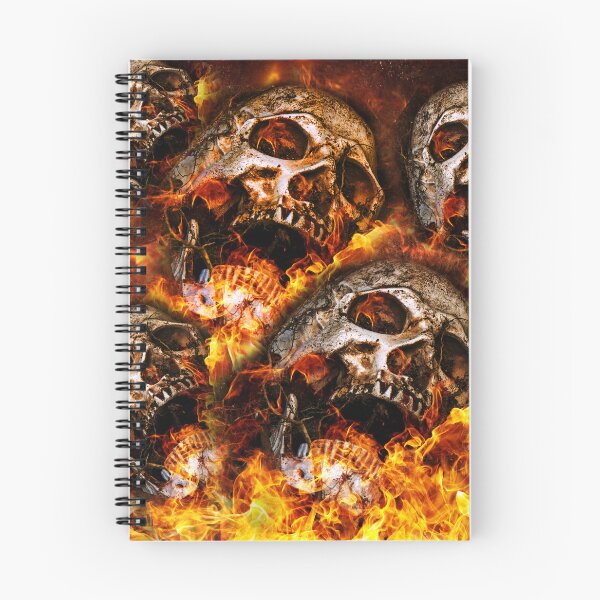 Aperçu de l'œuvre Crânes brûlants dans l'enfer du feu d'Halloween HellFire créée et vendue par InfernalDesignZ.