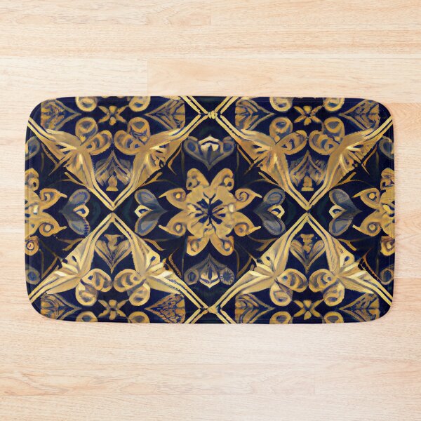 Artikelvorschau, Beautiful Decorate Gold and Blue Pattern Print Digital Painting entworfen und verkauft von CodeAndColors.