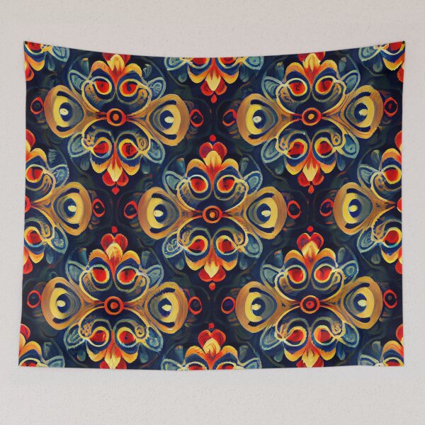 Artikelvorschau, Modern Colorful Pattern on a Dark Background Print Digital Painting entworfen und verkauft von CodeAndColors.