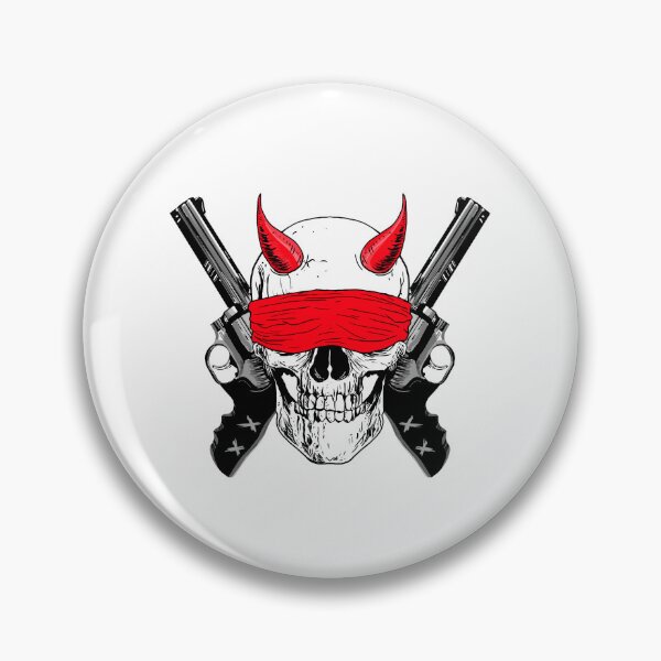 Item preview, Skull Skeleton with 2 guns with red bandage Stickers et magnets designed and sold by zzedine.