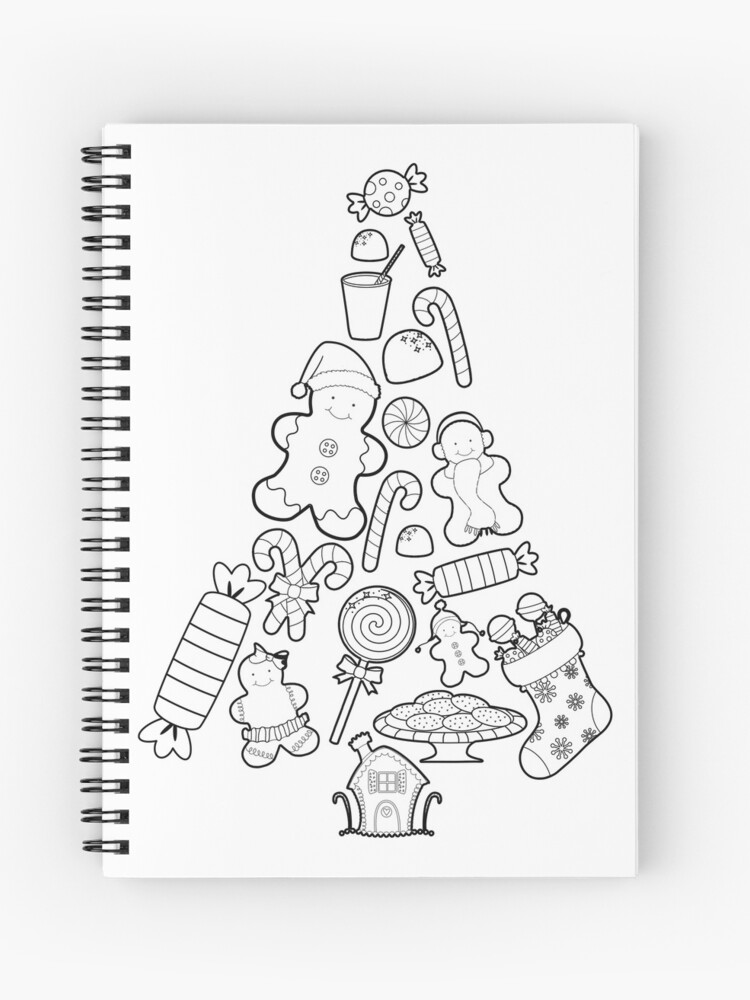 Cuaderno de espiral «Navidad para colorear - Sweets Tree, Holiday Fun» de  rufflesandrain | Redbubble