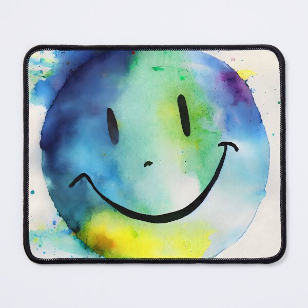 Item preview, Blue and Yellow Watercolor Smilie Feel Good Happy Content Positivity designed and sold by CGSGraphics.