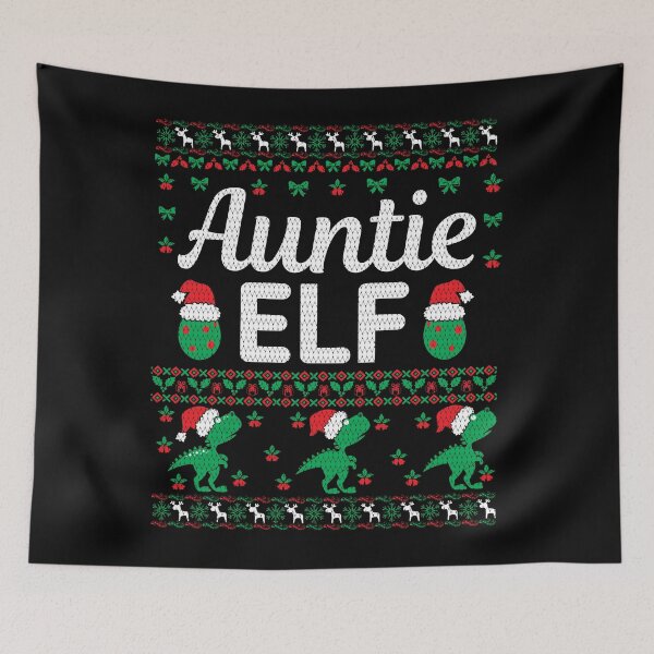 Item preview, Auntie Elf Green Red & white Ugly Christmas Sweather designed and sold by RepublicOfFire.
