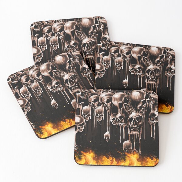 Item preview, Melting Skulls in HellFire Infierno de fuego de Halloween designed and sold by InfernalDesignZ.