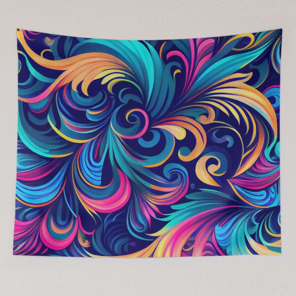 Aperçu de l'œuvre Beautiful Bright Colorful Fern Floral Pattern Digital Painting créée et vendue par CodeAndColors.