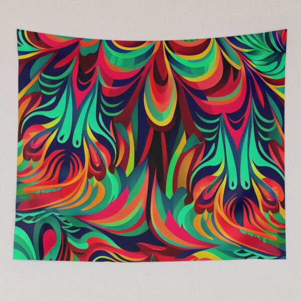 Aperçu de l'œuvre Bright Tropical Floral Pattern Print Digital Painting créée et vendue par CodeAndColors.