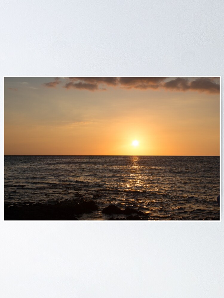 Beautiful Ocean Sunset Hawaii Poster By Dddesignsnj Redbubble