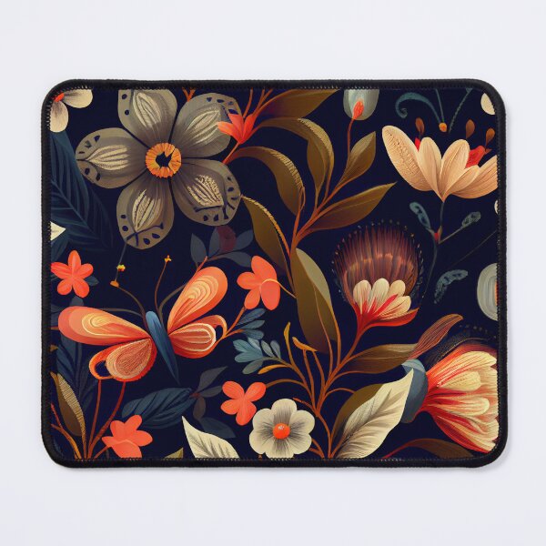Artikelvorschau, Dark Beautiful Floral Print with Butterflies Digital Painting entworfen und verkauft von CodeAndColors.
