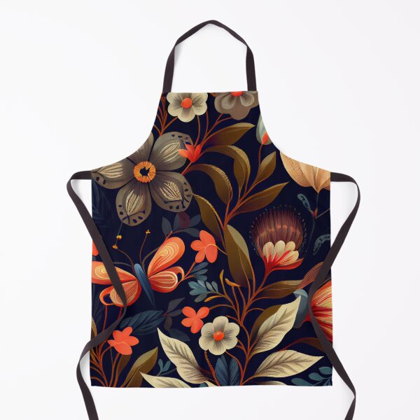 Aperçu de l'œuvre Dark Beautiful Floral Print with Butterflies Digital Painting créée et vendue par CodeAndColors.