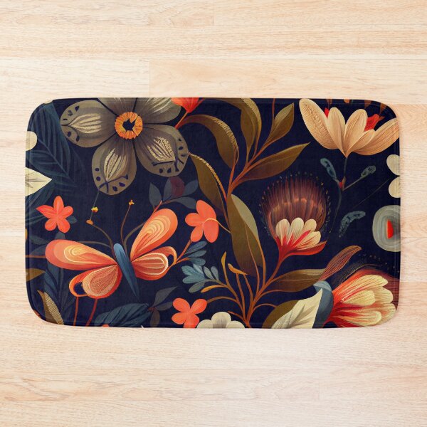 Aperçu de l'œuvre Dark Beautiful Floral Print with Butterflies Digital Painting créée et vendue par CodeAndColors.