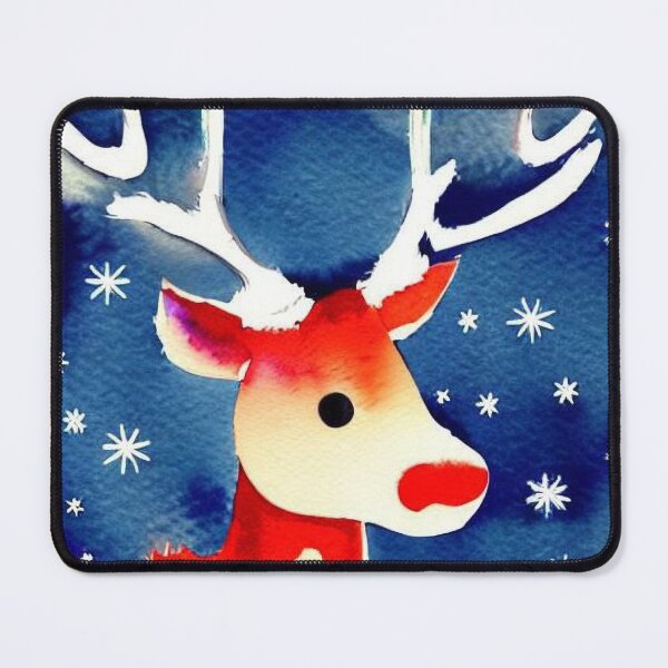 Item preview, Cute Reindeer in the Snow with Blue Backdrop designed and sold by DreamScheme.