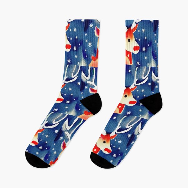 Item preview, Cute Reindeer in the Snow with Blue Backdrop designed and sold by DreamScheme.