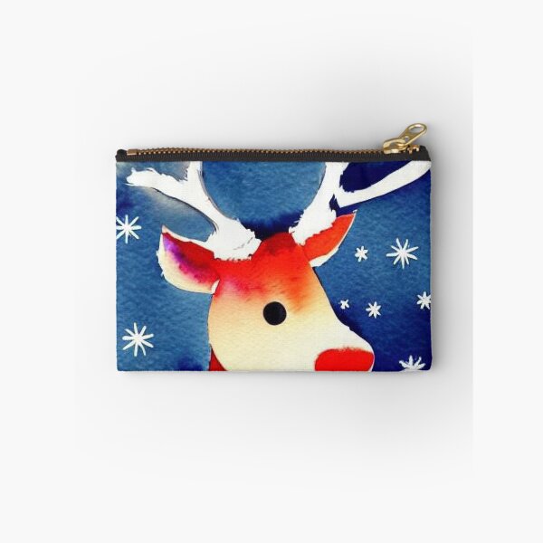Item preview, Cute Reindeer in the Snow with Blue Backdrop designed and sold by DreamScheme.