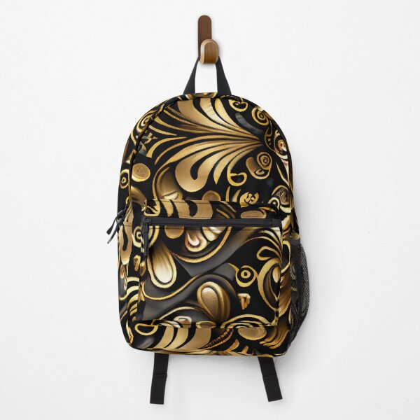 Artikelvorschau, Fancy Elegant Shiny Gold Floral Design on a Dark Background Digital Painting entworfen und verkauft von CodeAndColors.