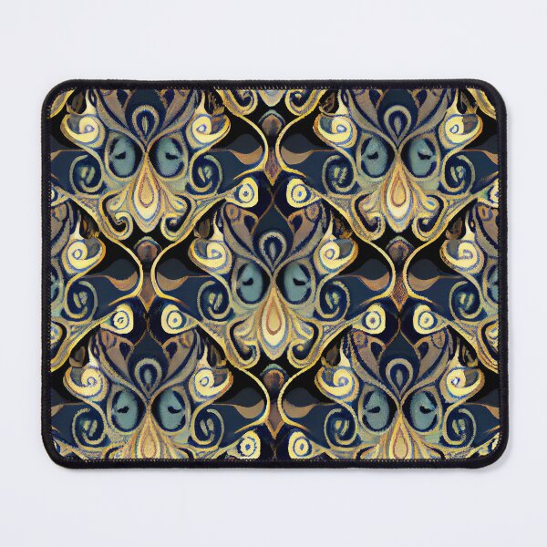 Artikelvorschau, Elaborate Fancy Yellow and Blue Design on a Dark Background Digital Painting entworfen und verkauft von CodeAndColors.