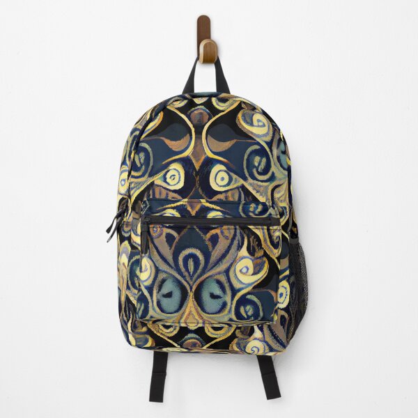 Artikelvorschau, Elaborate Fancy Yellow and Blue Design on a Dark Background Digital Painting entworfen und verkauft von CodeAndColors.