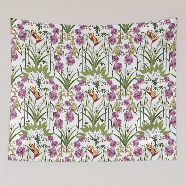 Aperçu de l'œuvre Beau motif d'orchidées de la jungle violet jaune vert créée et vendue par Jaydee001.
