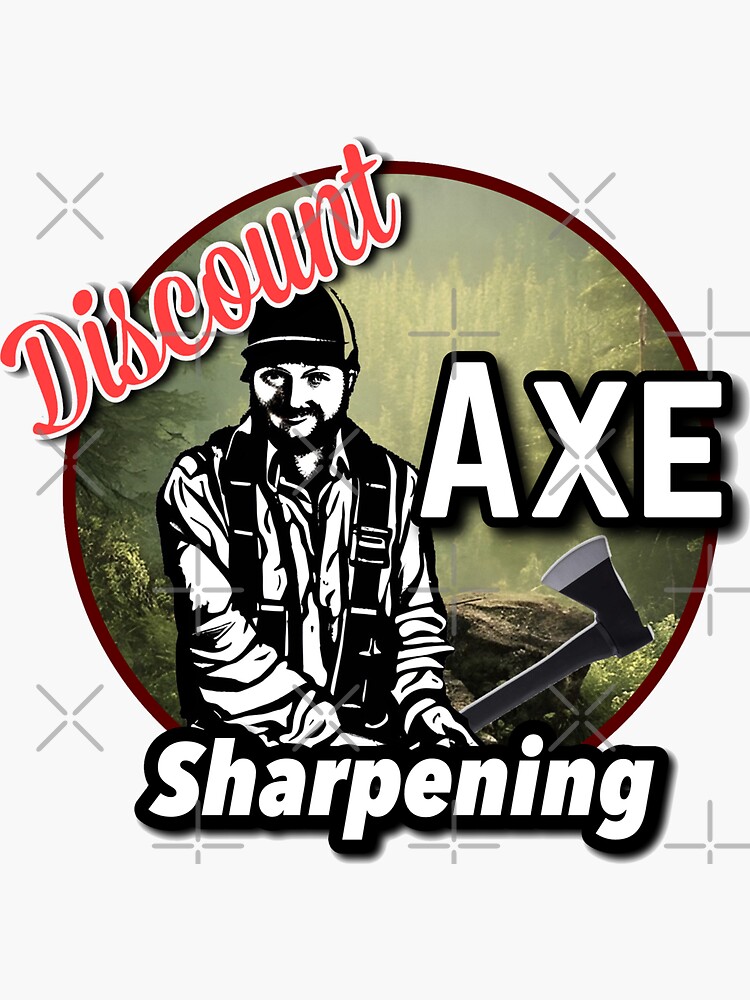 "Copy of Discount axe sharpening lumberjack logo axe version art print" Sticker for Sale by