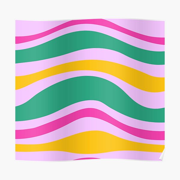 "Preppy aesthetic, Preppy vibes Waves of Pink yellow and green" Poster ...