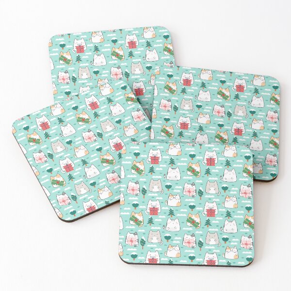 Item preview, Cute Christmas Kawaii Cats Green Presents designed and sold by Jaydee001.